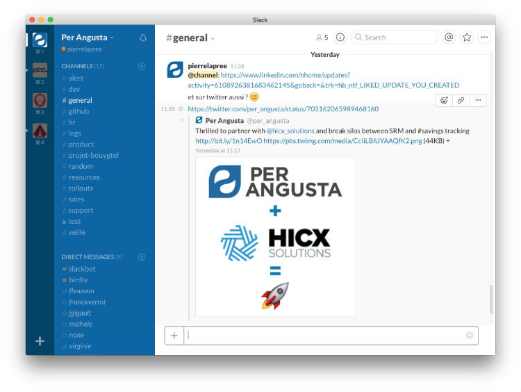 The Per Angusta Team's Slack